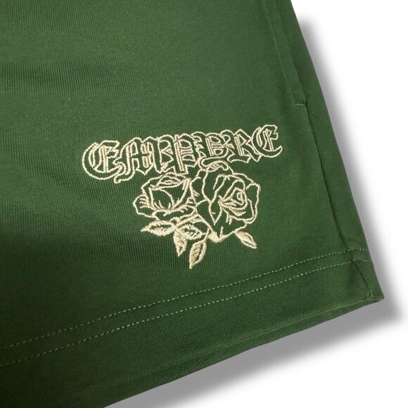 Empyre Green Rose Athletic Shorts Large Embroidered Sweat Shorts - Picture 6 of 10